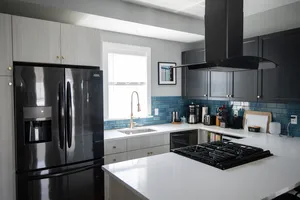 Modern kitchen showcasing sleek appliances and contemporary design.